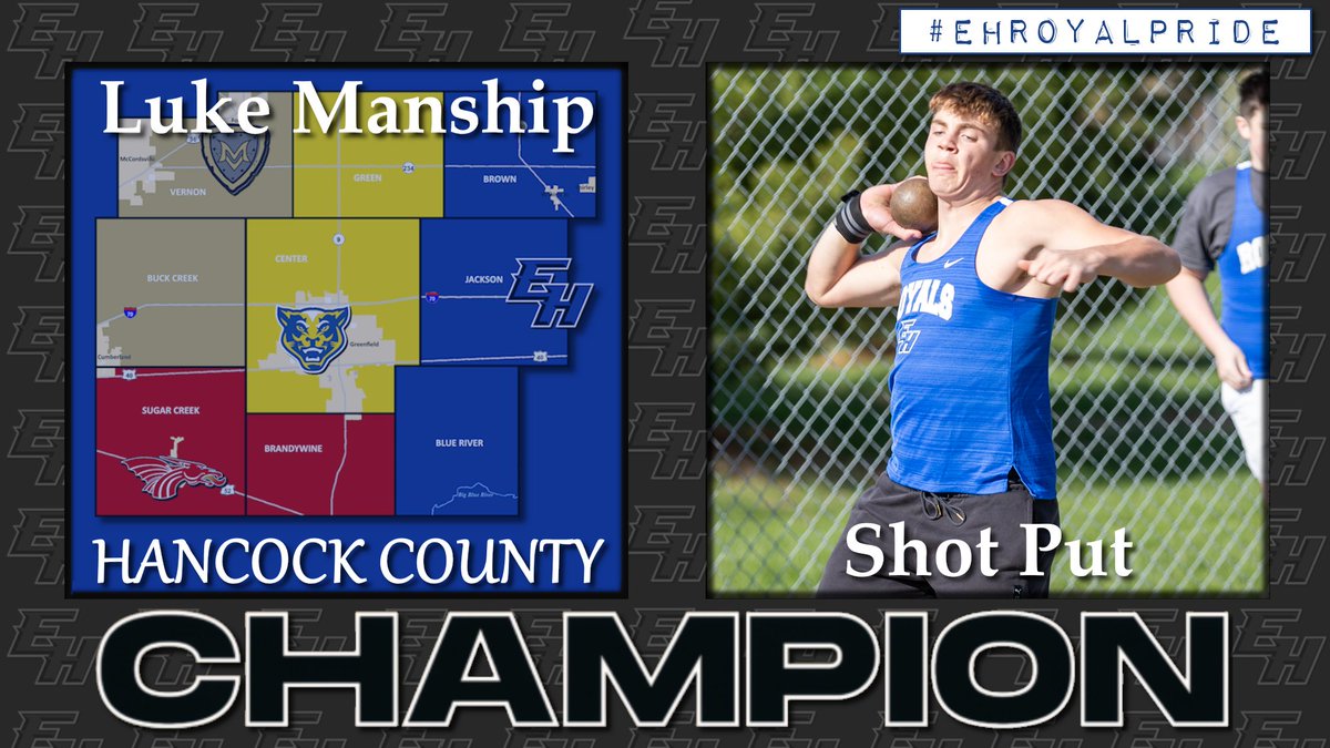 Congratulation to Bella Sotelo (100 &amp; 300 Hurdles) and Luke Manship (Shot Put) for winning County Championships in their track &amp; field events last week. #EHRoyalPride