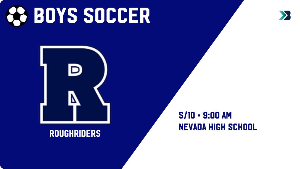 Boys Soccer (Varsity) Game Day! - Check out the event preview for the Des Moines Roosevelt Roughriders. It starts at 9:00 AM and is at Nevada High School Cub Stadium. gobound.com/ia/ihsaa/boyss…