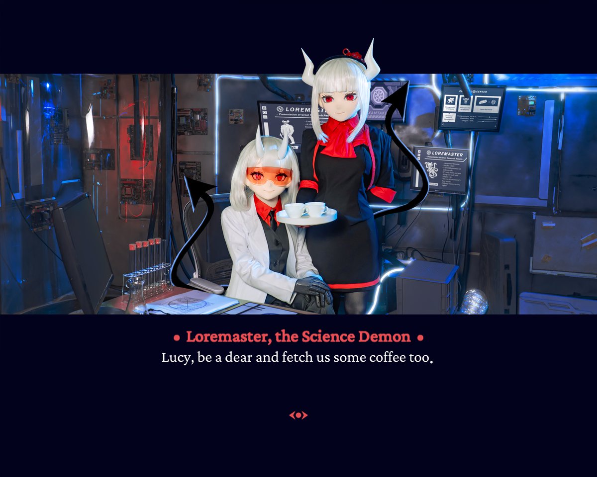 "Lucy, be a dear and fetch us some coffee too."

摄影📸: 六筒
后期🖥️: 六筒、ShYu <a href="/shyupoi/">SHYU</a> 

#Helltaker #Helltakercosplay #Helltaker5thAnniversary #メイドの日