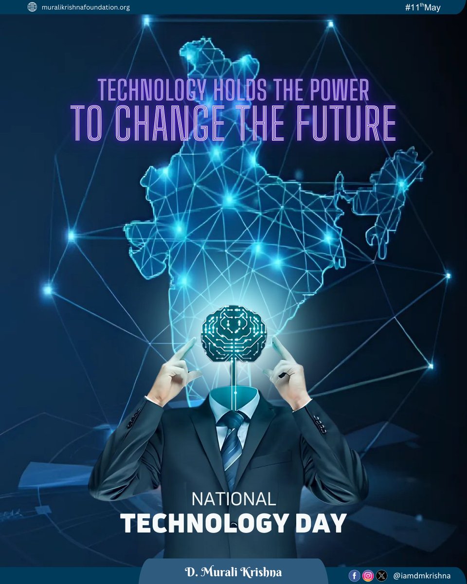 iamdmkrishna's tweet image. On National Technology Day, I salute the scientists, innovators and technologists whose relentless efforts are shaping India&apos;s future.

#NationalTechnologyDay #indiantechnology #india