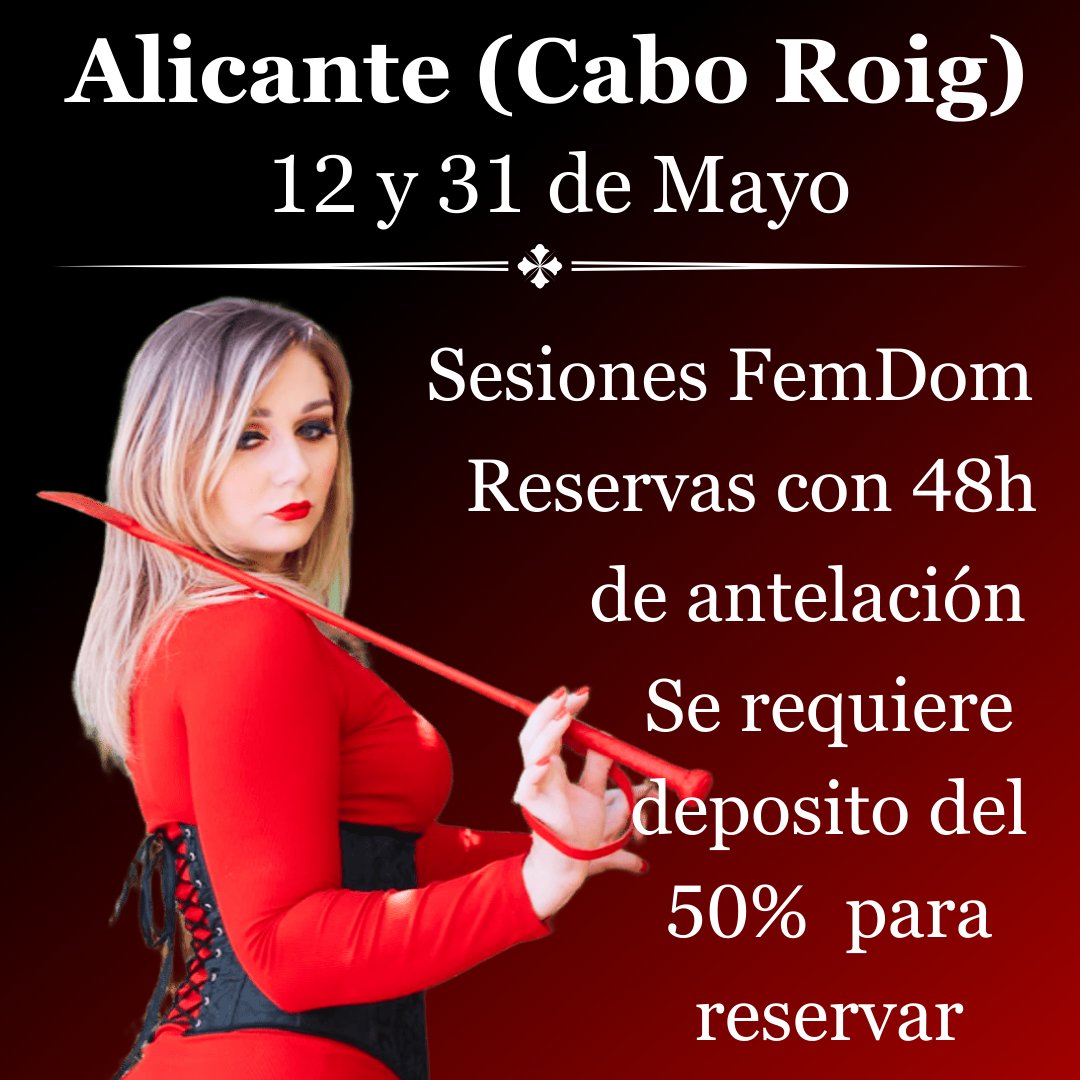 🇪🇸 ¡Atención sumisos! Del 12 al 31 de mayo, estaré en Cabo Roig, Alicante. Agenda tu sesión. 

🇬🇧 Attention submissives! From May 12th to May 31st, I will be in Cabo Roig, Alicante. Book your session.

mistresselektra.org

#femdom #alicante #mistress