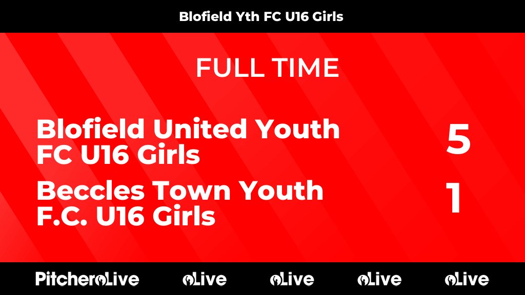 FULL TIME: Blofield United Youth FC U16 Girls 5 - 1 Beccles Town Youth F.C. U16 Girls
#BLOBEC #Pitchero. Finished the season undefeated. Goals from Holly and 2 each from Amber and Ava.League Cup Final up next
blofieldunitedyouthfc.com/teams/203536/m…