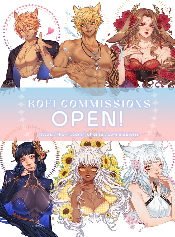 [COMMS] Kofi comms opennnn!~ RT's are appreciated! ~ 💖 Links below ☕️✨I willalso open half/full body of this style soon, pls let me know if you'd be interested o// 