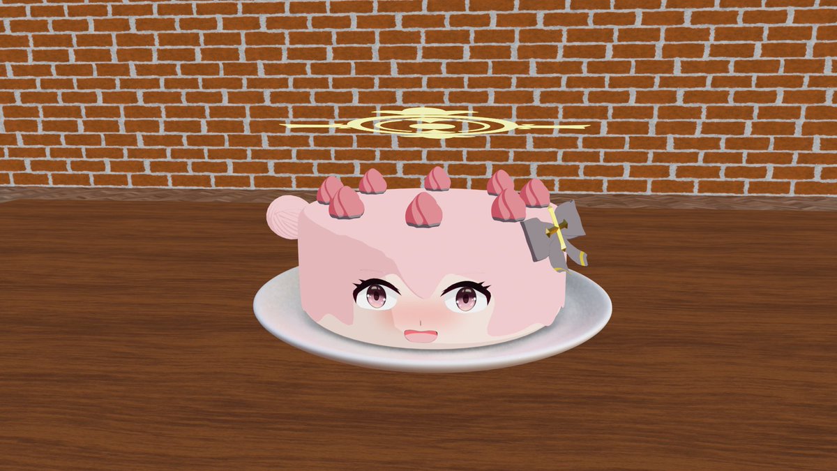 前に描いたケーキ化セリナを3D化した。ほんと以前のをテクチャとして貼るだけにしようかと思ったけど、練習にちょっと作ってみました。ヘイローは配布してるものをお借りしました。