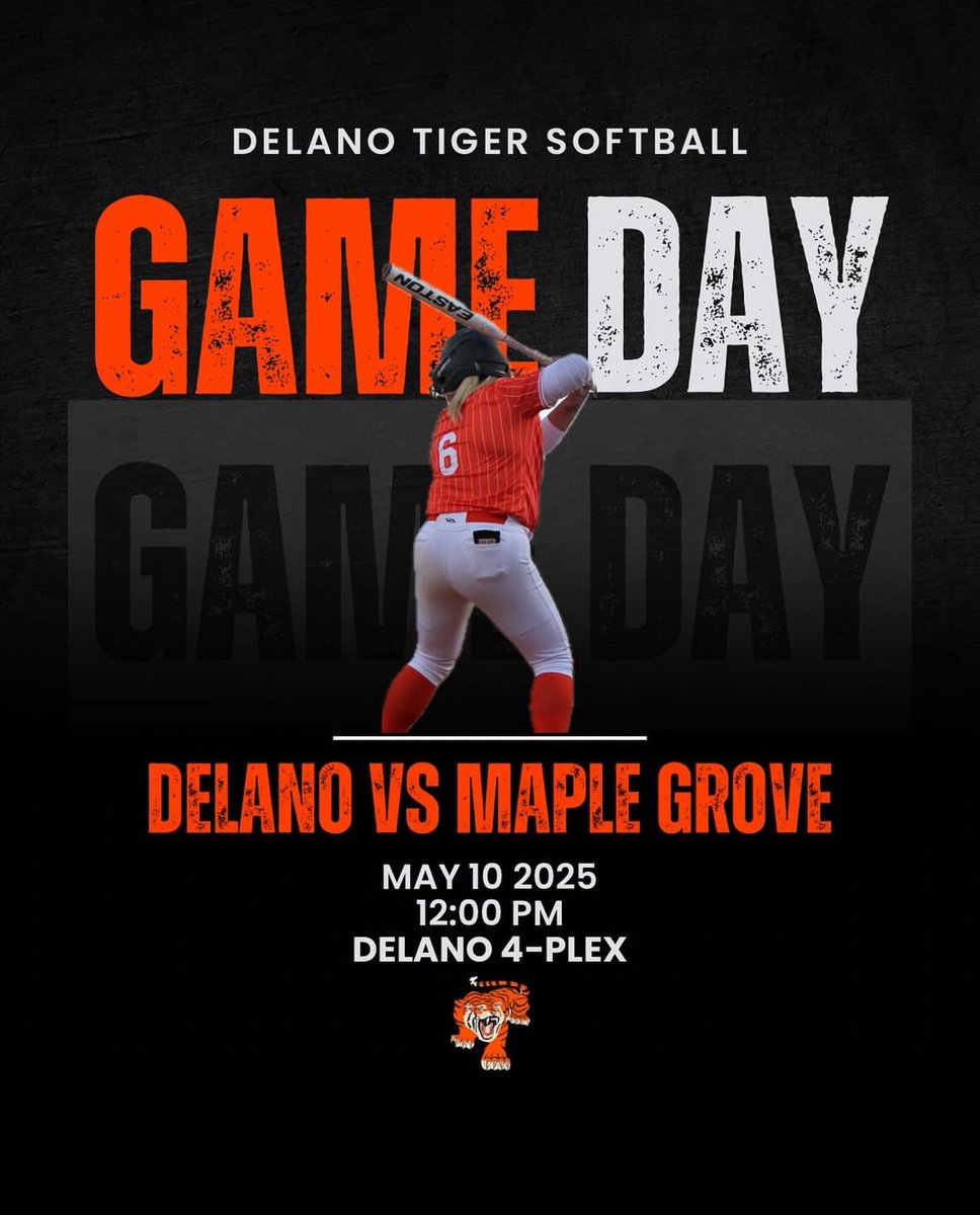 Game Day!
We’re taking on Maple Grove today at 12 PM at the 4-Plex. 

#GoTigers #DelanoSoftball