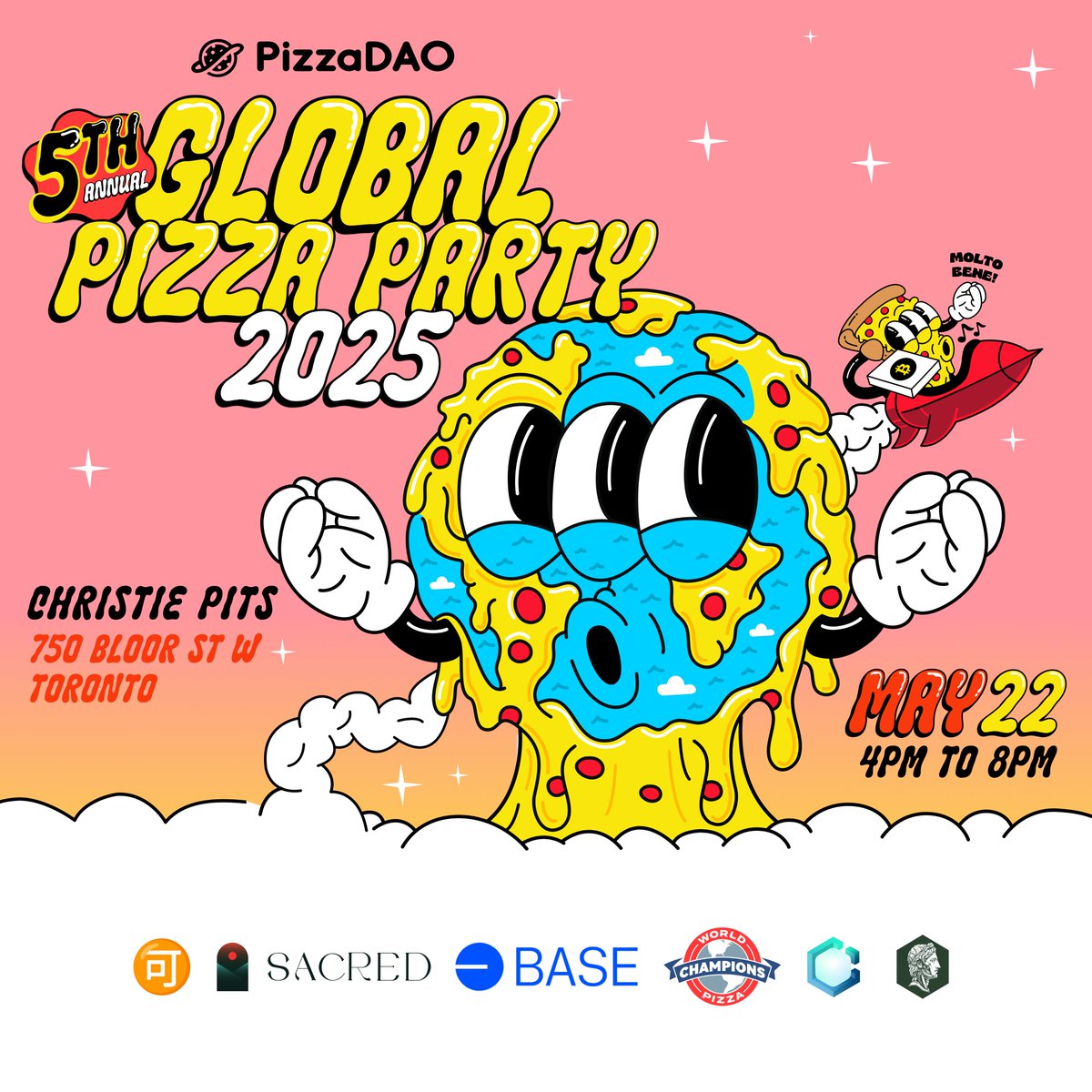 BTCPizzaDayTO (๐จ๐ฆ,๐) (@btcpizzadayto) on Twitter photo Get ready for the <a href="/Pizza_DAO/">PizzaDAO.eth ๐๐ดโโ ๏ธ</a> Global Pizza Party on May 22, 2025! ๐
Celebrating Bitcoin Pizza Day with FREE pizza for the city๐จ๐ฆ
Access via the <a href="/UnlockProtocol/">ษnlock Protocol</a> App:
app.unlock-protocol.com/event/2025-gloโฆ
#PizzaDAO #GlobalPizzaParty #Toronto
<a href="/base/">Base</a> <a href="/SacredProtocol/">Sacred Protocol</a> <a href="/FrostbitsLtd/">Frostbits Solutions</a> <a href="/keyixyz/">๐๏ธ Keyi.xyz ๐๏ธ Constructive Community</a> Get ready for the <a href="/Pizza_DAO/">PizzaDAO.eth ๐๐ดโโ ๏ธ</a> Global Pizza Party on May 22, 2025! ๐
Celebrating Bitcoin Pizza Day with FREE pizza for the city๐จ๐ฆ
Access via the <a href="/UnlockProtocol/">ษnlock Protocol</a> App:
app.unlock-protocol.com/event/2025-gloโฆ
#PizzaDAO #GlobalPizzaParty #Toronto
<a href="/base/">Base</a> <a href="/SacredProtocol/">Sacred Protocol</a> <a href="/FrostbitsLtd/">Frostbits Solutions</a> <a href="/keyixyz/">๐๏ธ Keyi.xyz ๐๏ธ Constructive Community</a>