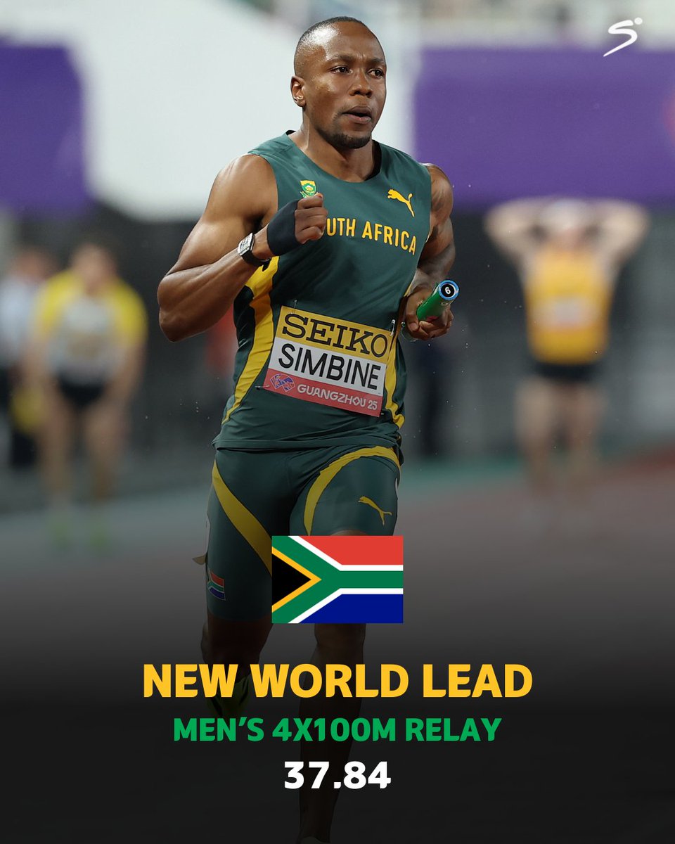 ✅- Walaza
✅- Simbine
✅- Dambile
✅- Nkoana

Team South Africa powers to a new world lead in the Men's 4x100m relay 💪🇿🇦

#WorldRelays
