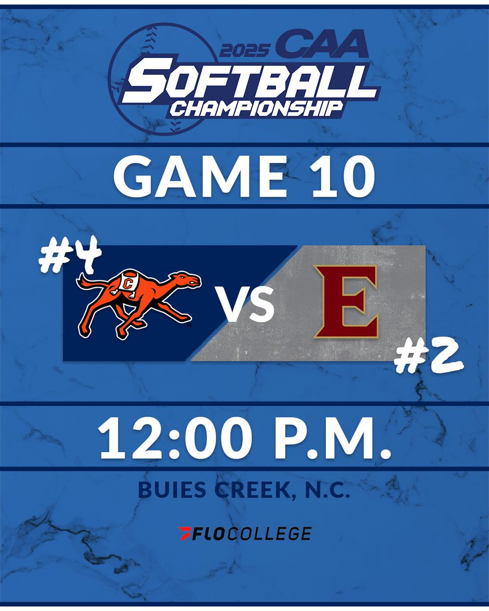 Coastal Athletic Association (@caasports) on Twitter photo #CAAChamps action goes live in 30 minutes! Tune into <a href="/FloCollegeSB/">FloCollege | Softball</a> to see who will lift their first CAA Championship!
<a href="/GoCamelsSB/">Campbell Softball</a> x <a href="/ElonSoftball/">Elon Softball</a>
💻 | bit.ly/434cAUj
📊 | bit.ly/3RSmnb2
🏆 | CAASports.com/softball #CAAChamps action goes live in 30 minutes! Tune into <a href="/FloCollegeSB/">FloCollege | Softball</a> to see who will lift their first CAA Championship!
<a href="/GoCamelsSB/">Campbell Softball</a> x <a href="/ElonSoftball/">Elon Softball</a>
💻 | bit.ly/434cAUj
📊 | bit.ly/3RSmnb2
🏆 | CAASports.com/softball