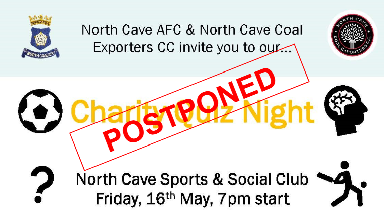 Unfortunately we have had to postpone our charity quiz night planned for next week. We will look to announce a new date for the event as soon as possible.