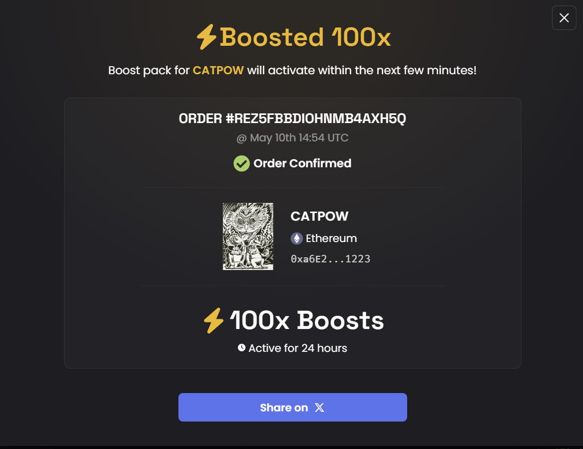 Cat Power $CATPOW the $RATO origin boosted ⚡️ on dexscreener!   

dexscreener.com/ethereum/0x6aa…