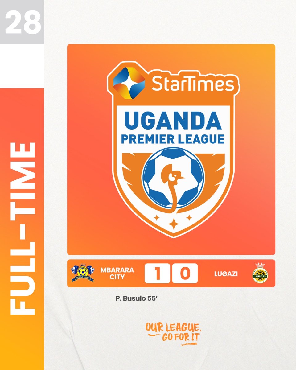 UPL's tweet photo. FULL TIME
Mbarara City FC 1-0 Lugazi FC
#MBRLUG | #StarTimesUPL https://t.co/w4xghxlu8x