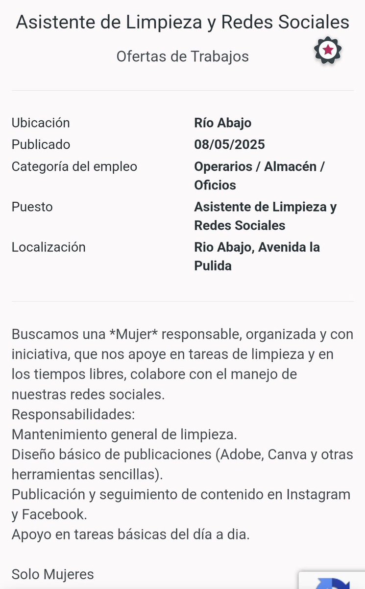 A mi lo que me tiene intrigada es la persona que redactó esta vacante, que tendrá en la cabeza?  #VacantesVergas