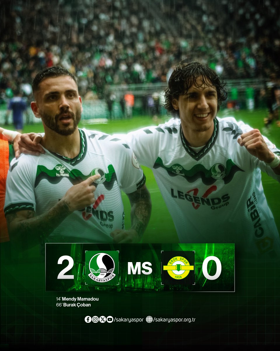 Sakaryaspor's tweet photo. Maç sonucu| Sakaryaspor 2-0 Esenler Erokspor 

#SAKvERK https://t.co/HqafnFEVIO