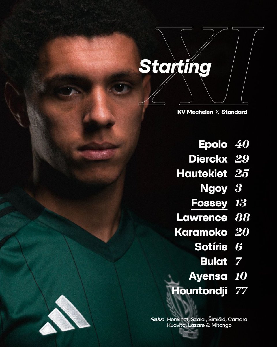 Standard_RSCL's tweet photo. 📋 Starting 𝗫𝗜 | Epolo, Dierckx, Hautekiet, Ngoy, Fossey, Lawrence, Karamoko, Sotíris, Bulat, Ayensa &amp; Hountondji

#KVMSTA #COYR 🔴⚪ https://t.co/m8FFw0PYd5