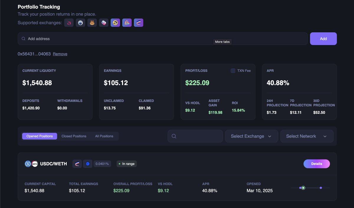 No more searching for your Sickle address to track <a href="/vfat_io/">vfat.io</a> positions. 🔎
Metrix Finance now supports them natively.
Just use your wallet address to see everything instantly.