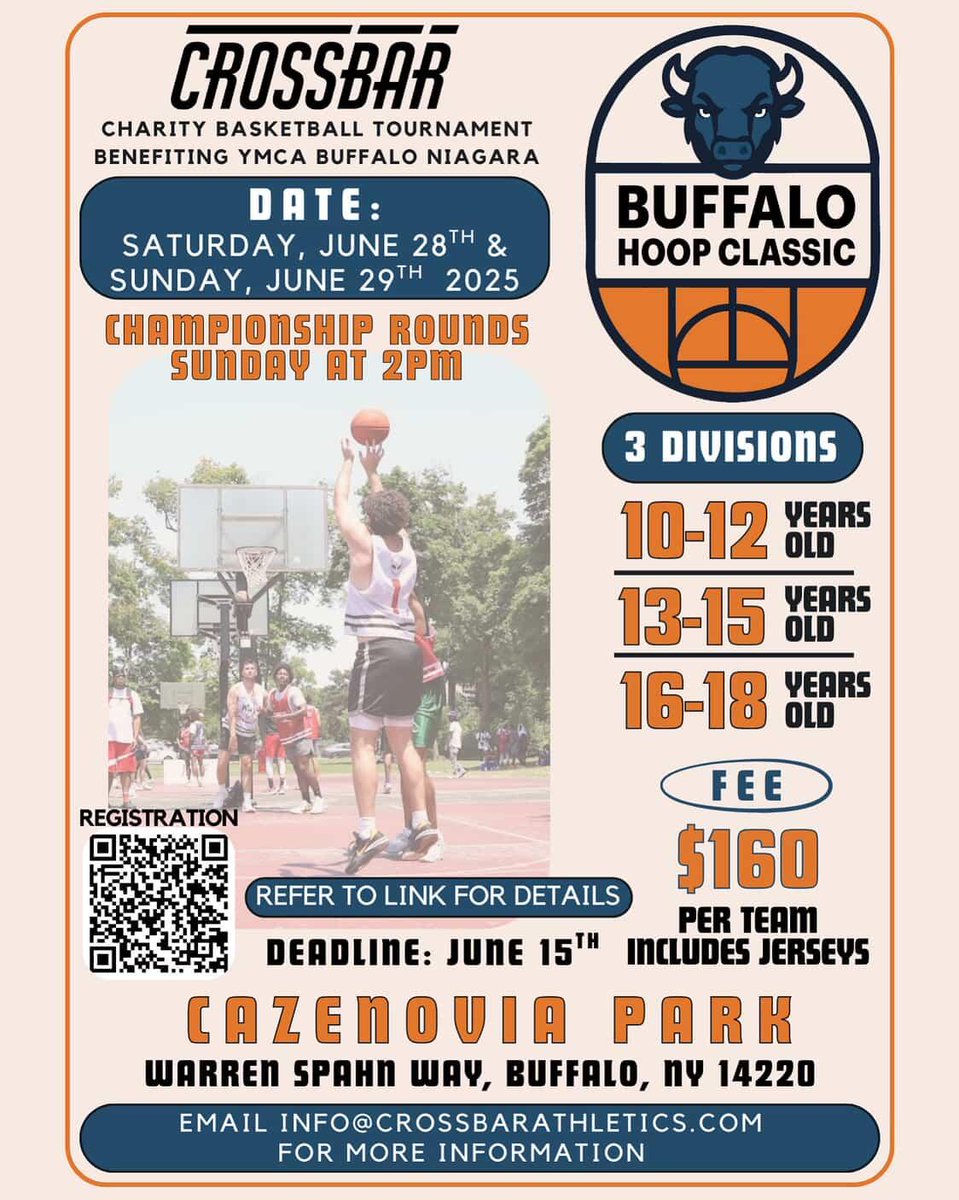 #CoachesCorner
Summer basketball is right around the corner, and the Hoop Classic is set to be an incredible event! Registration is now open—sign up today and show us who can take their game from the hardwood to the pavement. <a href="/Crossbar716/">Crossbar</a>