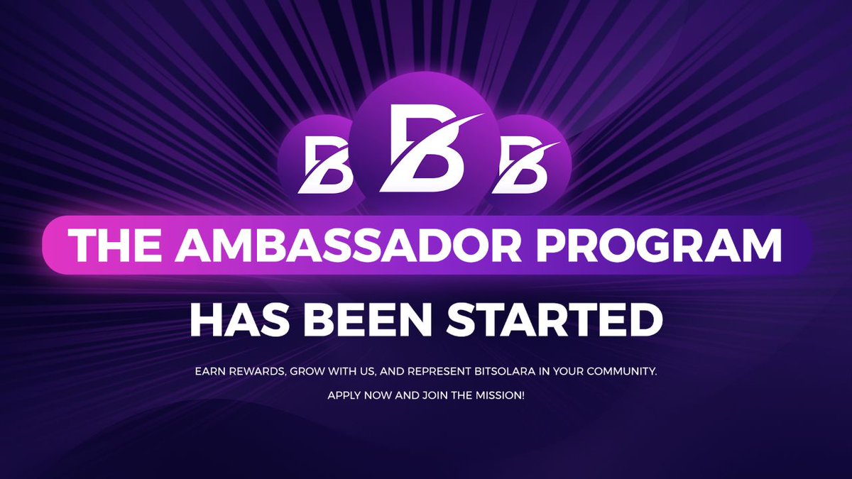 bitsolara's tweet photo. 🚨 The Bitsolara Ambassador Program is now live!

Join us in shaping the future of task-based Web3 economies and become a voice for the movement. 
Contribute, get rewarded, and grow with us!

Apply now: https://t.co/AFUb4oi4iu

#Bitsolara #Web3 #AmbassadorProgram #TON #Solana https://t.co/yzPf8Q8JzP