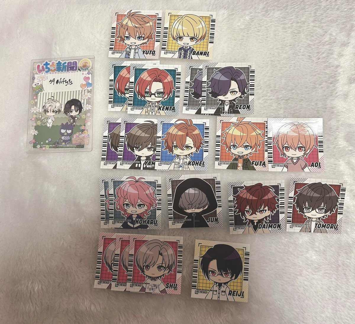 【交換】from ARGONAVIS アルゴナビス アニメイト 特典
譲:紫夕、玲司、虎春、大門、遵、燈、大和、絋平、あおい、風太、賢汰、礼音、結人、万浬
求:麟太郎、龍介

5/11(土)13時〜15時池袋お手渡しまたは郵送

検索からもお気軽にお声がけください。
宜しくお願い致します。