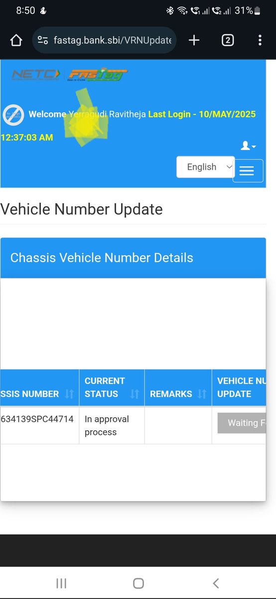 RaviMba2014's tweet photo. @TheOfficialSBI  @fastag
I am not sure  why given vehical number change option fastag portel ? 
It is Freezing from one week,  if reach out coustemer service, they said reach local agent. https://t.co/dJw4x3G7VZ