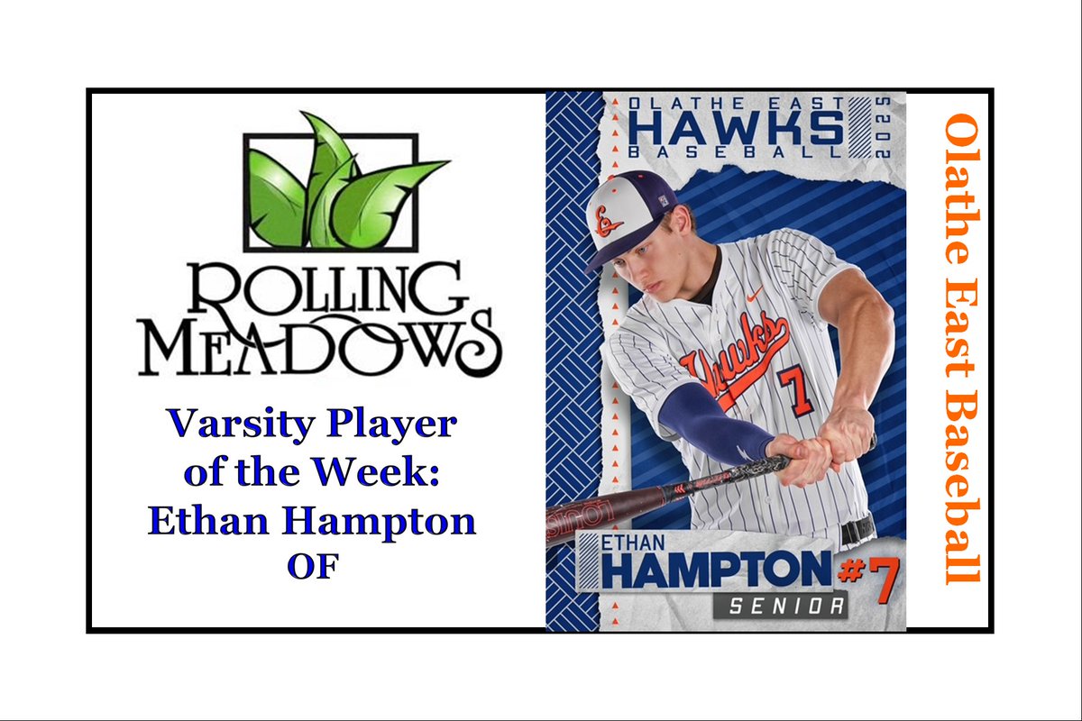 Across 3-games in week 6 of the Varsity season, Ethan Hampton batted .400 with 2 doubles, and a HOME RUN.  Ethan came up clutch, driving in critical RBI's in a couple of those games.  Way to go Ethan, you are the Rolling Meadows Landscape Player of the Week!
