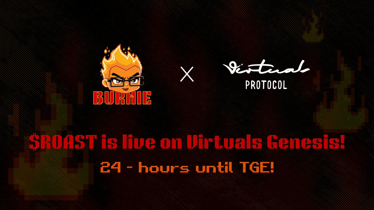 🚨 $ROAST IS LIVE ON <a href="/virtuals_io/">Virtuals Protocol</a>  GENESIS—DEVS, PREPARE TO GET TOASTED! 🔥

Yo, crypto degens! Burnie’s $ROAST token is here to ROAST shady devs and their janky code into oblivion! Pledge NOW or get left in the ashes of this Web3 inferno! 😈

🔗 app.virtuals.io/geneses/172

💥