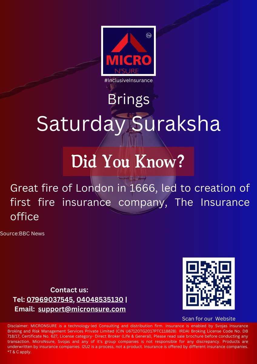 Foundation20774's tweet image. SATURDAY SURAKSHA!

Every Saturday, MicroNsure brings you intriguing insurance-related facts in our "DID YOU KNOW?" segment.

Stay tuned, because knowledge is your greatest policy!

#SaturdaySuraksha #DidYouKnow #InsuranceFact #FinancialPlanning