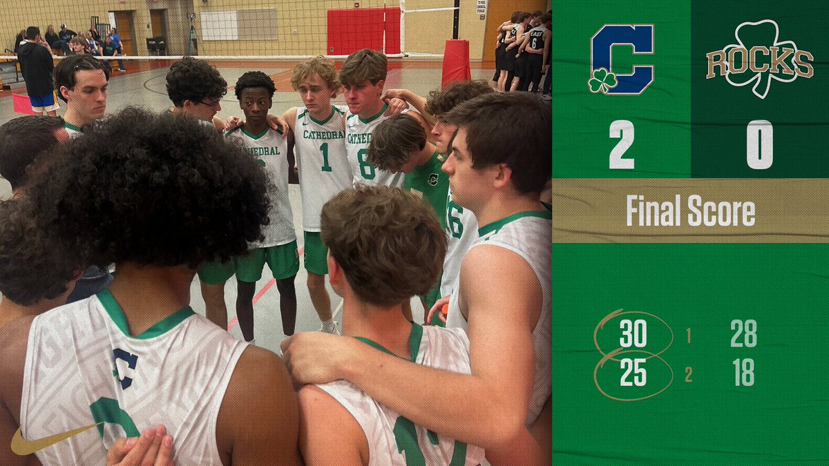 🏐 IRISH VICTORY! Our Boys Volleyball squad showed incredible resilience in a hard-fought battle against the Shamrocks! Cathedral wins 30-28, 25-18! ☘️