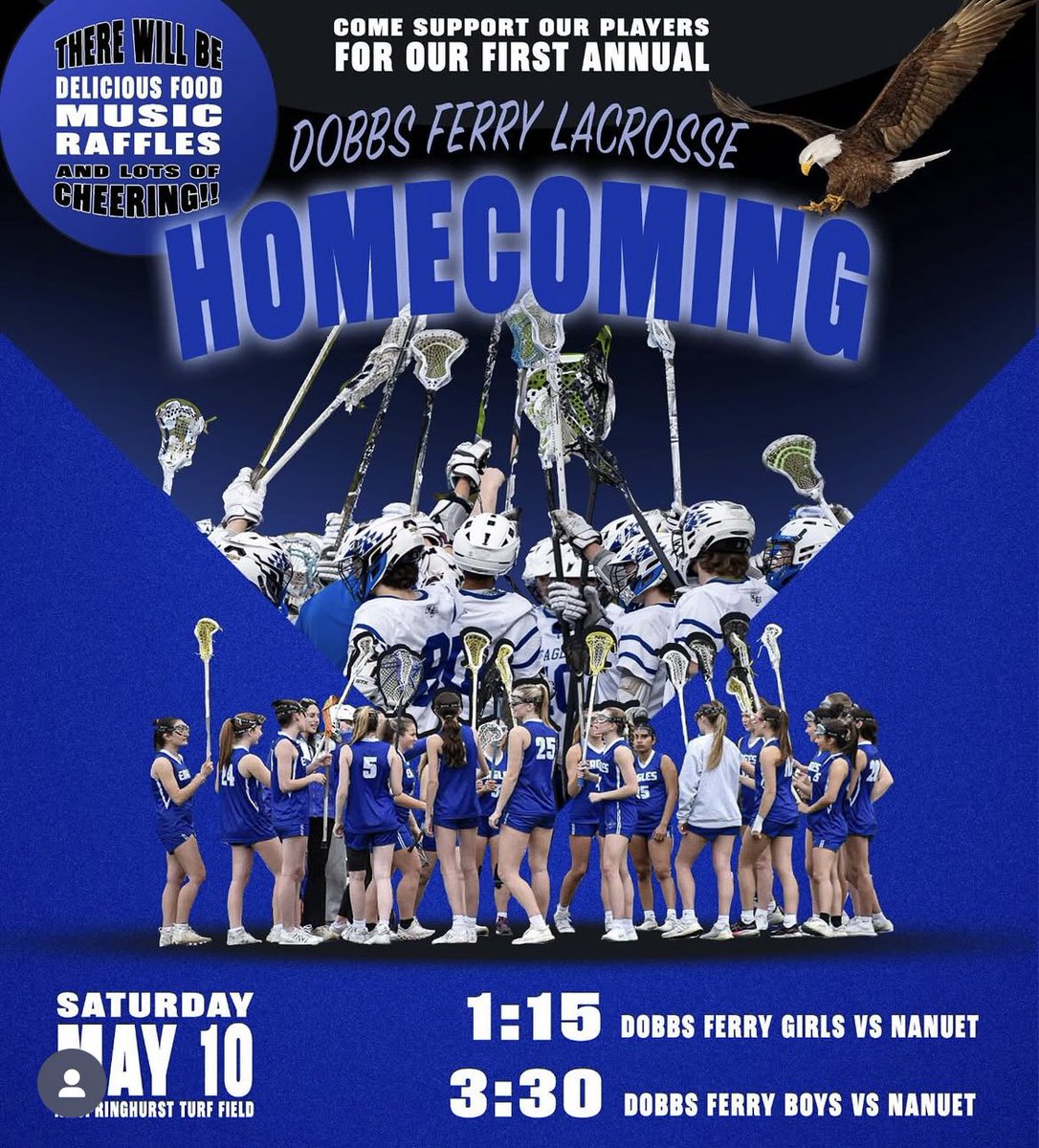 Come support the girls and boys lacrosse teams today for HOMECOMING! 

Girls play at 1:15 at Springhurst vs Nanuet 

Boys play at 3:30 at Springhurst vs Nanuet