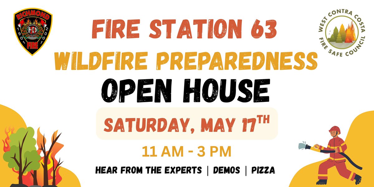 It’s National Wildfire Awareness month and we’re only one week away from our Wildfire Safety and Preparedness Open House at Fire Station 63!  

This is a free family-friendly educational event happening next Saturday, May 17th from 11 PM to 3 PM.  See you there!