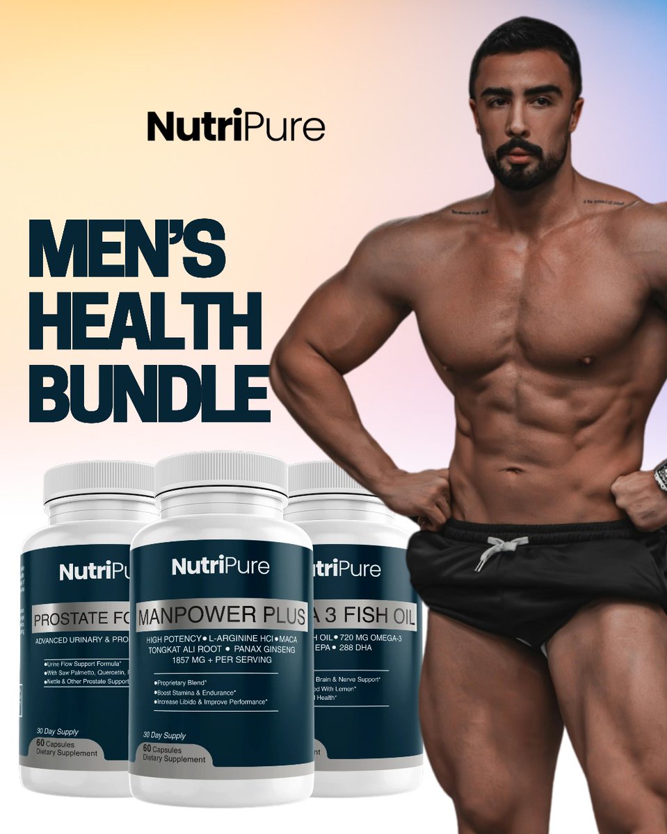 drkoatstore's tweet photo. Great health starts from within! 🚀 

NutriPure’s Men’s Health Bundle is your all-in-one solution for strength, energy, and longevity. 
.
Stay sharp, stay strong, stay unstoppable!​ https://t.co/wU2c5R4IpL 
.
.
.
#menshealth #peakperformance https://t.co/h5KE5duXSz