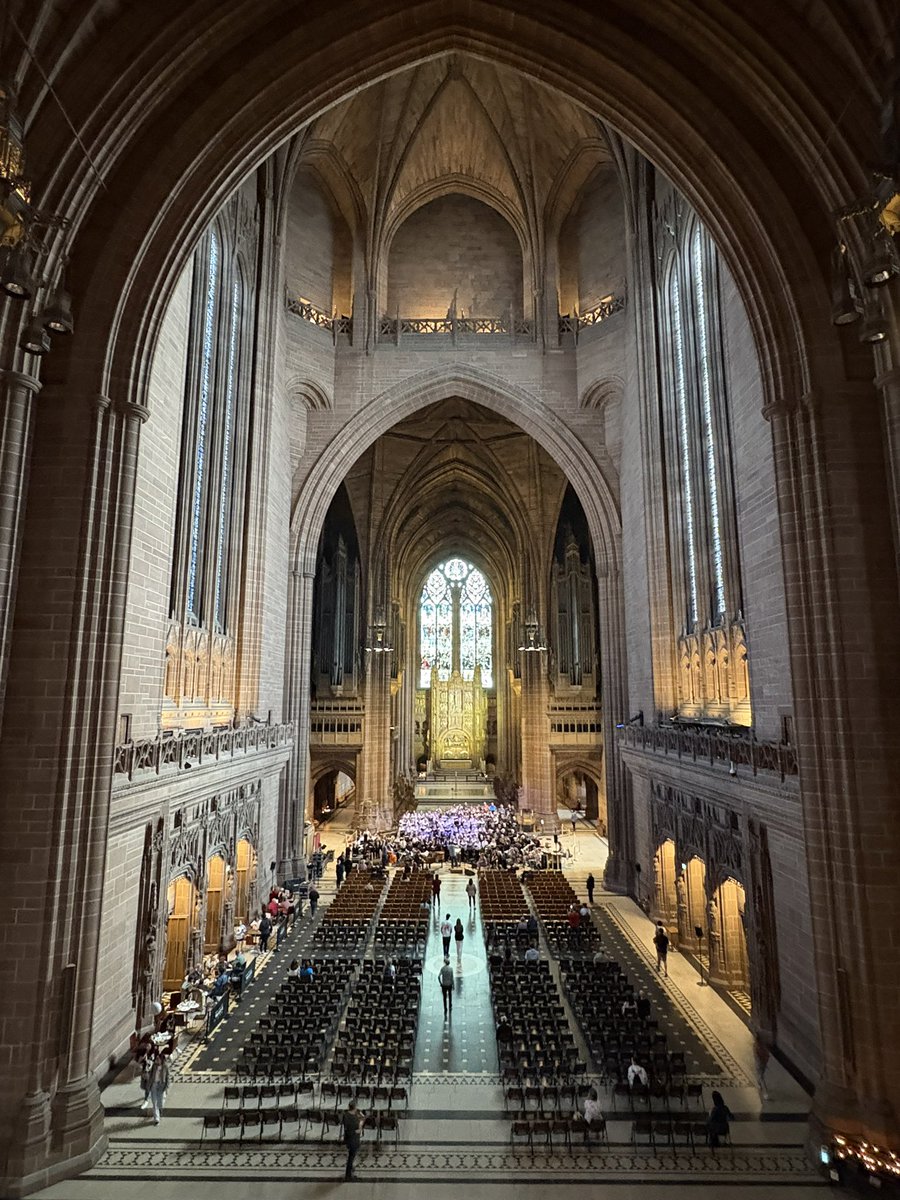 LivCathChoir's tweet photo. Rehearsals are underway!
Don’t miss your chance to experience Mass in Blue tonight at Liverpool Cathedral – a stunning fusion of jazz and choral music performed by 250 singers and a 12-piece jazz ensemble, conducted by the composer Will Todd himself. https://t.co/qL6cHFOvIf