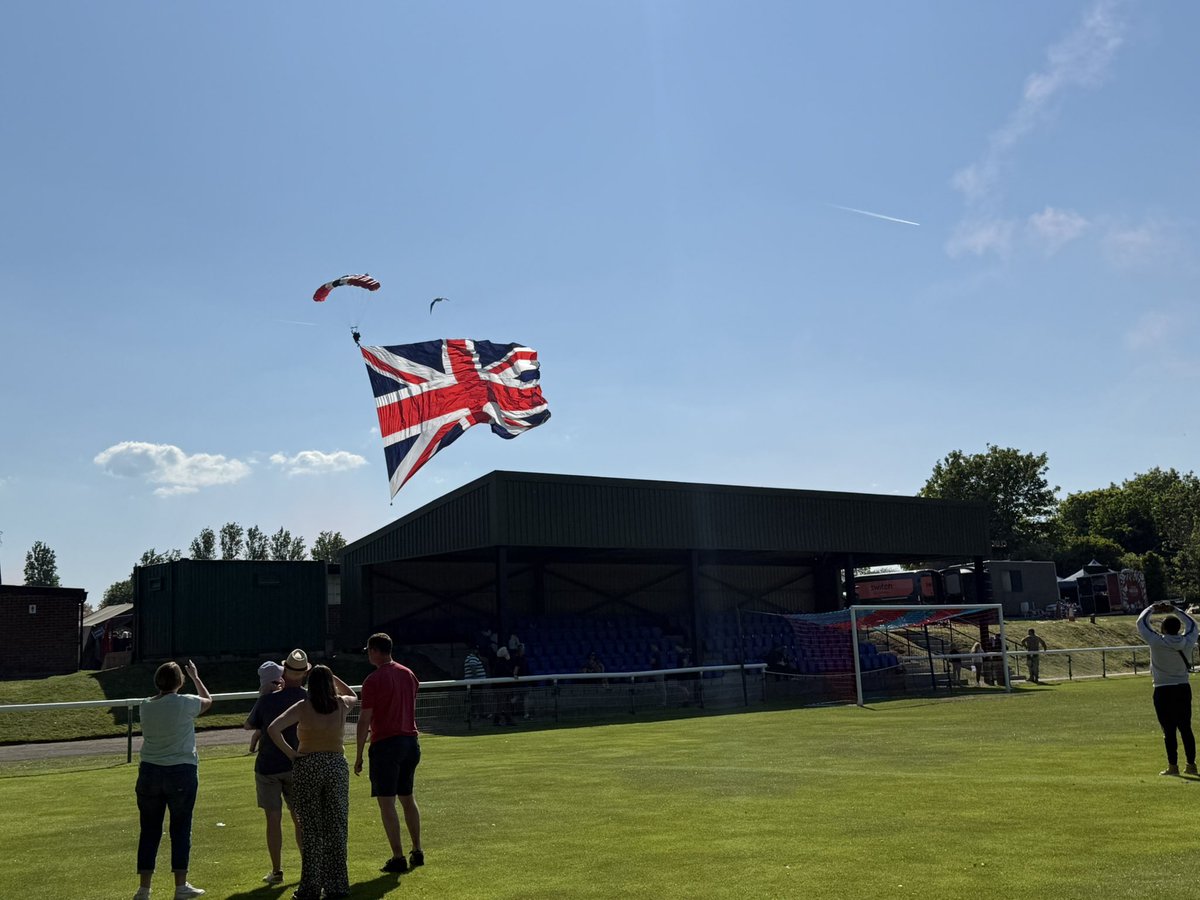This is a whole event where there’s lots of entertainment, food, etc. It was, to be fair, pretty spectacular when the Red Devil parachute regiment dropped in just before kick off.