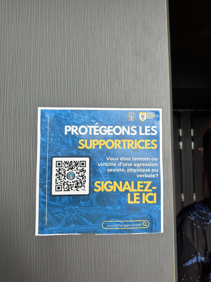 Le Blue Wall (@lebluewall) on Twitter photo Vous retrouverez ces affiches au niveau des deux entrées du parcage 🙏🏻
N’hésitez pas à signaler toute forme d’agression sexiste, physique ou verbale.
docs.google.com/forms/d/e/1FAI…
<a href="/hergametoofr/">Her Game Too France</a> Vous retrouverez ces affiches au niveau des deux entrées du parcage 🙏🏻
N’hésitez pas à signaler toute forme d’agression sexiste, physique ou verbale.
docs.google.com/forms/d/e/1FAI…
<a href="/hergametoofr/">Her Game Too France</a>