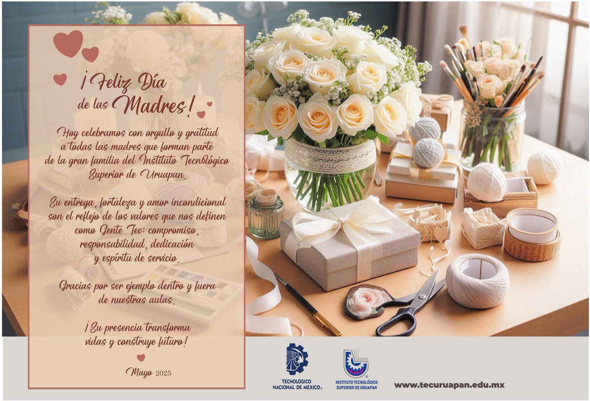 tec_uruapan's tweet photo. Felicidades a las madres en su día. Especialmente a las madres de la familia TEC NM Campus Uruapan. https://t.co/DbXsHOWjkf