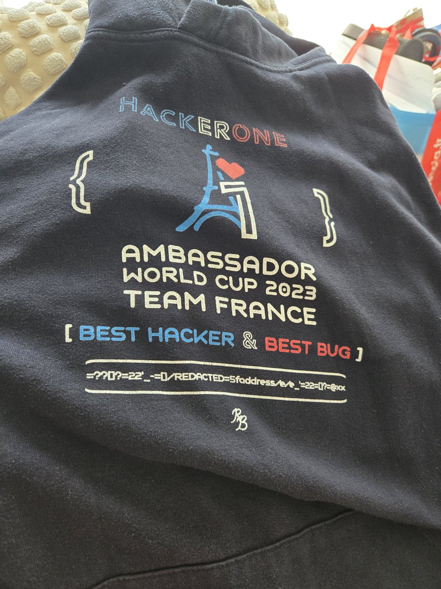 Blaklis (@blaklis_) on Twitter photo My french team, for the world cup, and in collaboration with my wife, printed me a hoodie with a redacted payload on it. That bug was super fun, but quite hard to exploit!
If encoded words, RFC2047 and so on are strange words to you, <a href="/garethheyes/">Gareth Heyes \u2028</a> presented at the same time their My french team, for the world cup, and in collaboration with my wife, printed me a hoodie with a redacted payload on it. That bug was super fun, but quite hard to exploit!
If encoded words, RFC2047 and so on are strange words to you, <a href="/garethheyes/">Gareth Heyes \u2028</a> presented at the same time their
