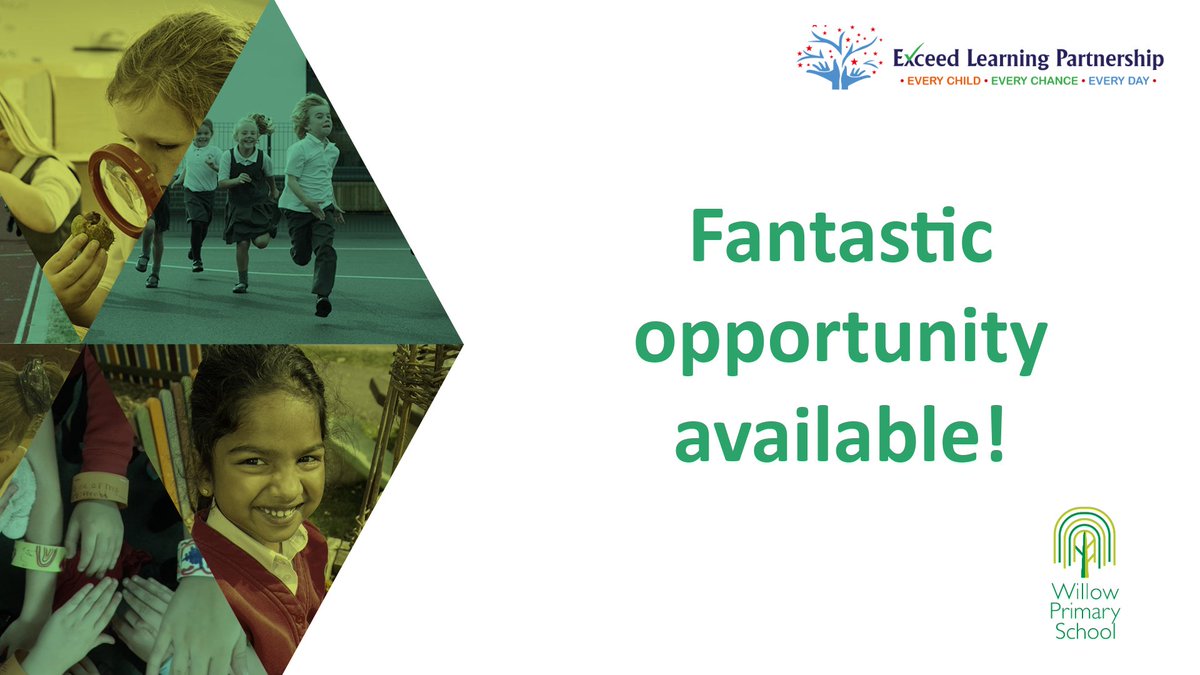 Exceed Learning Partnership (@exceedlp) on Twitter photo The team at <a href="/AcademyWillow/">Willow Primary School</a> are a hiring a KS1 Teacher to join our vibrant school community where ASPIRE values shape every child’s success 🌟
Apply here 👉 exceedlp.org.uk/vacancies/ The team at <a href="/AcademyWillow/">Willow Primary School</a> are a hiring a KS1 Teacher to join our vibrant school community where ASPIRE values shape every child’s success 🌟
Apply here 👉 exceedlp.org.uk/vacancies/