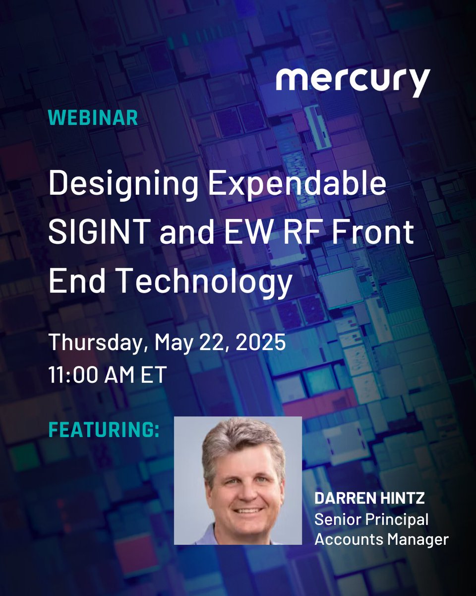 Mercury Systems (@mrcy) on Twitter photo Join Mercury & <a href="/MicrowavesRF/">Microwaves & RF</a> for an upcoming webinar to explore innovations in expendable RF front-end tech for SIGINT and EW missions. Learn how tunable filters, smart packaging, and miniaturization are enabling more agile, cost-effective defense systems. ow.ly/R8Ka50VQjFX Join Mercury & <a href="/MicrowavesRF/">Microwaves & RF</a> for an upcoming webinar to explore innovations in expendable RF front-end tech for SIGINT and EW missions. Learn how tunable filters, smart packaging, and miniaturization are enabling more agile, cost-effective defense systems. ow.ly/R8Ka50VQjFX