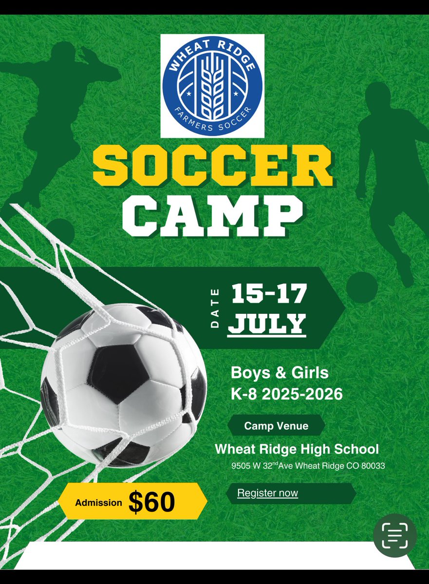 Jason Campbell (@wheatridgead) on Twitter photo #onecityonehighschool <a href="/farmerchampions/">WRHS Athletics</a> <a href="/JeffcoAthletics/">Jeffco Athletics</a> <a href="/coloradopreps/">Colorado Preps</a> Parents of kids K-8, Wheat Ridge High School will be hosting a boys and girls soccer camp this summer. Come join the fun by clicking the link! urldefense.com/v3/__https://f…$ #onecityonehighschool <a href="/farmerchampions/">WRHS Athletics</a> <a href="/JeffcoAthletics/">Jeffco Athletics</a> <a href="/coloradopreps/">Colorado Preps</a> Parents of kids K-8, Wheat Ridge High School will be hosting a boys and girls soccer camp this summer. Come join the fun by clicking the link! urldefense.com/v3/__https://f…$