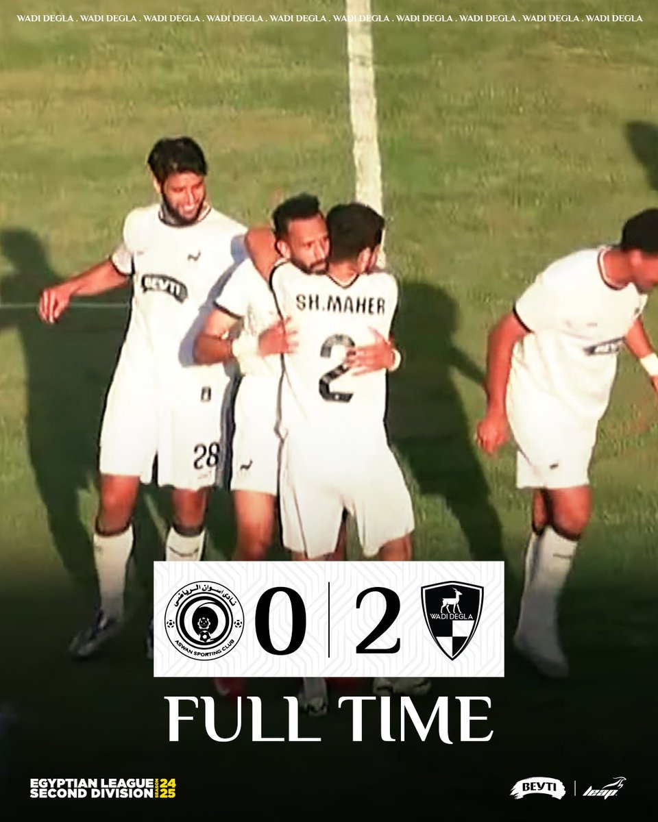 نهاية المباراة 🔚
🏆 الدوري المصري القسم الثاني (أ)  موسم 2024-2025 
أسوان 0️⃣
🆚
وادي دجلة 2️⃣
⚪️ علي حسين 
⚪️ سيف تقا 

#اسوان_دجلة 
#وادي_دجلة 💛🦌🖤