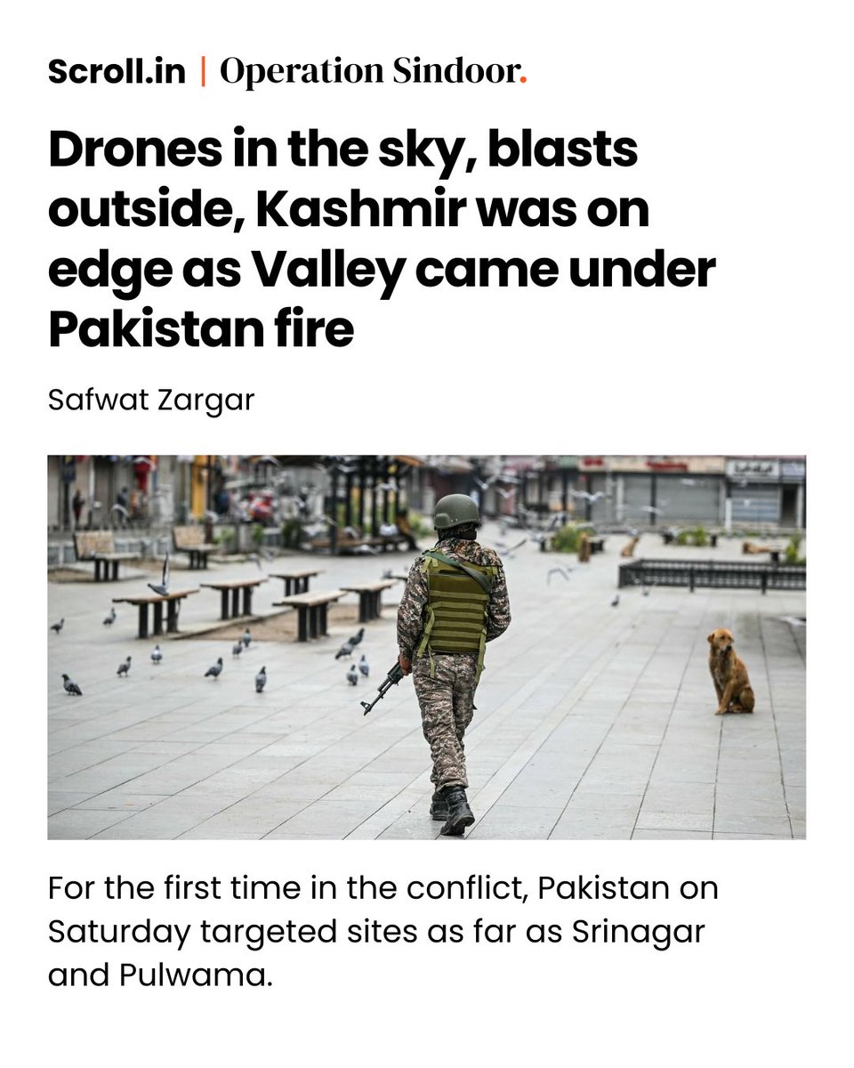 Scroll.in (@scroll_in) on Twitter photo Although #Baramulla has seen its share of violence owing to the militancy that broke out in 1989, 46-year-old Ishfaq Tantry said, “the eerie drone invasion was unlike anything we had experienced before”.
scroll.in/article/108221…
<a href="/safwatzgr/">Safwat Zargar | صفوت زرگر</a> reports on #IndiaPakistanConflict Although #Baramulla has seen its share of violence owing to the militancy that broke out in 1989, 46-year-old Ishfaq Tantry said, “the eerie drone invasion was unlike anything we had experienced before”.
scroll.in/article/108221…
<a href="/safwatzgr/">Safwat Zargar | صفوت زرگر</a> reports on #IndiaPakistanConflict