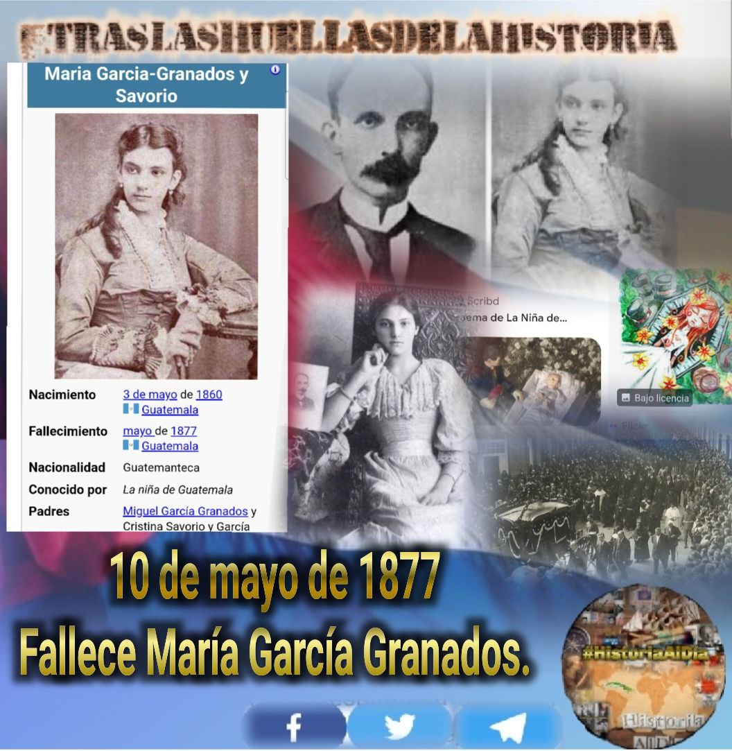 📆 Hoy, Aniv. 148 de la muerte de María García Granados, La niña de 🇬🇹.

☝️Fue una ciudadana 🇬🇹, hija del presidente de la república y líder de la revolución liberal,
aún en tertulias literarias o sociales, se debate, si aquella joven pudo haber muerto de amor.

#HistoriaAlDía