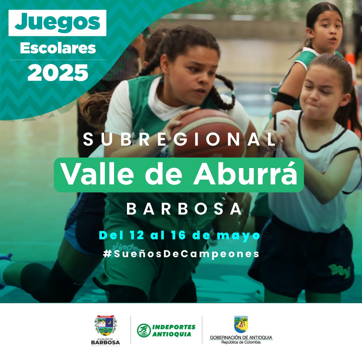 ¡Llegan los Juegos Deportivos Escolares de Antioquia 2025 al Valle de Aburrá. 🥳 

Los esperamos a todos: niñas, niños, padres de familia, profes y amigos para que disfrutemos de este clasificatorio subregional en el municipio de Barbosa.