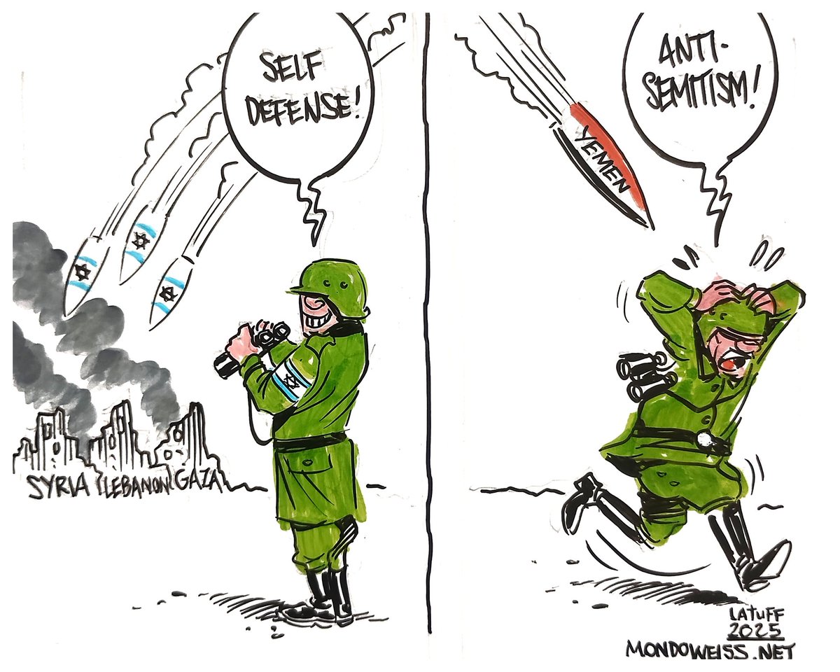 When Israel bombs Syria, Lebanon, and Gaza, it’s “self-defense.”

 When Yemen fires back, it’s suddenly “antisemitism.”

<a href="/Mondoweiss/">Mondoweiss</a>