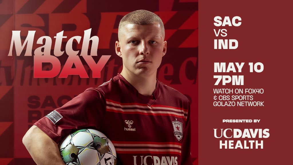 SacRepublicFC's tweet photo. MATCHDAY ⚽

🆚 @IndyEleven
📍 Heart Health Park
⏰ 7PM
🎟️ https://t.co/NRZ4XKAUQh
📺 @FOX40 and @CBSSportsGolazo Network

#SACvIND | @UCDavisHealth https://t.co/Ibiuw2ebJO