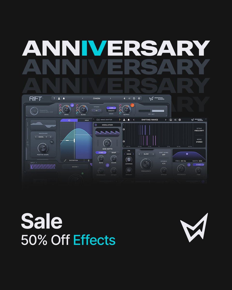 Minimal Audio (@minimal_audio) on Twitter photo Our effects are 50% off 🎛️
Dial it in. Blow it up. Make it weird—all for half the price.
Celebrate 4 amazing years with us at :
minimal.audio Our effects are 50% off 🎛️
Dial it in. Blow it up. Make it weird—all for half the price.
Celebrate 4 amazing years with us at :
minimal.audio