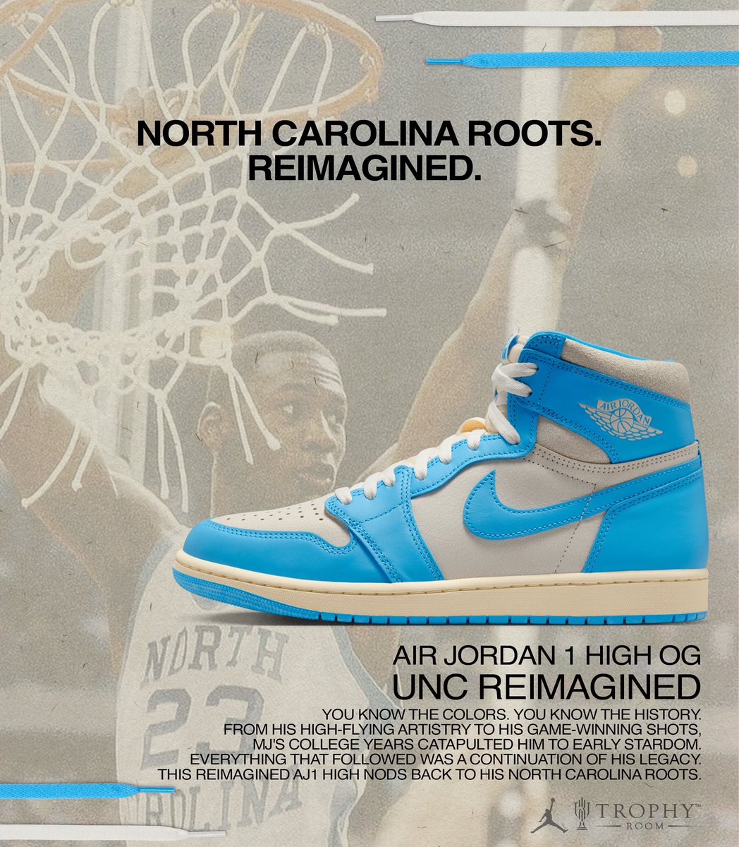 ‘UNC Reimagined’

The <a href="/Jumpman23/">Jordan</a> 1 High OG

Full family sizing is now available in-store🏆 

#TROPHYROOM🏆‼️
