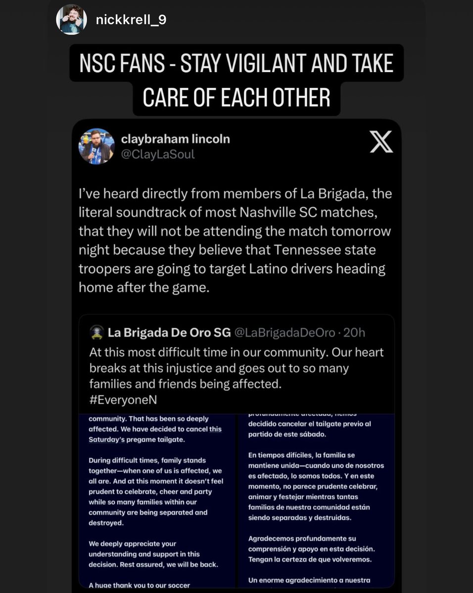 The Tennessee Holler (@thetnholler) on Twitter photo ⚽️ fans of <a href="/NashvilleSC/">Nashville SC</a> not attending because of the ICE raids… <a href="/TNHighwayPatrol/">Tennessee Highway Patrol</a> <a href="/GovBillLee/">Gov. Bill Lee</a> are y’all proud of yourselves? ⚽️ fans of <a href="/NashvilleSC/">Nashville SC</a> not attending because of the ICE raids… <a href="/TNHighwayPatrol/">Tennessee Highway Patrol</a> <a href="/GovBillLee/">Gov. Bill Lee</a> are y’all proud of yourselves?
