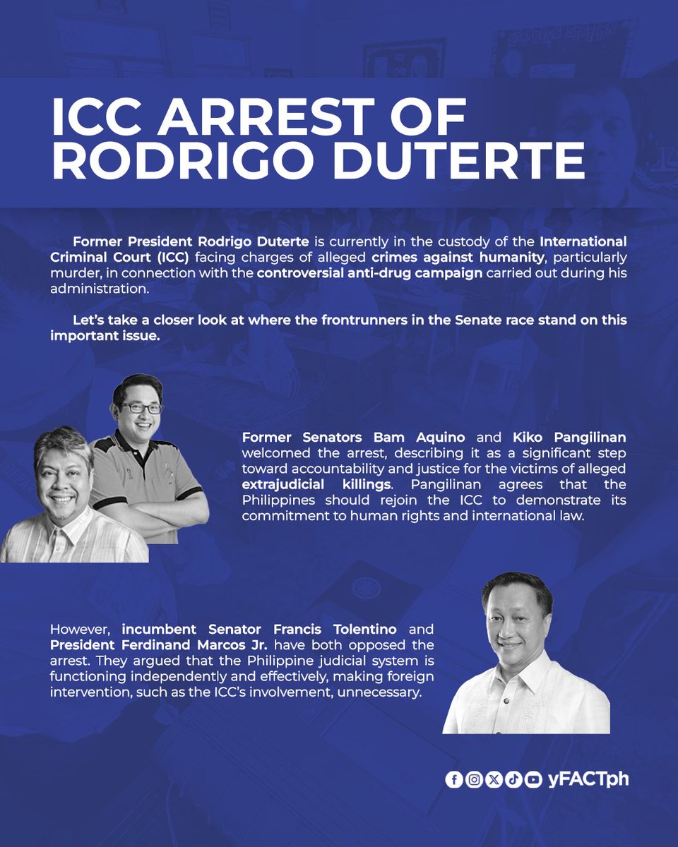 yFACTph's tweet photo. Here are the senatorial candidates’ positions on Anti-Political Dynasty Bill, Sara Duterte Impeachment and ICC Arrest of Rodrigo Duterte.

#BotoMoBukasNatin #Halalan2025 #PHVote #Eleksyon2025 https://t.co/lpqmhstApI