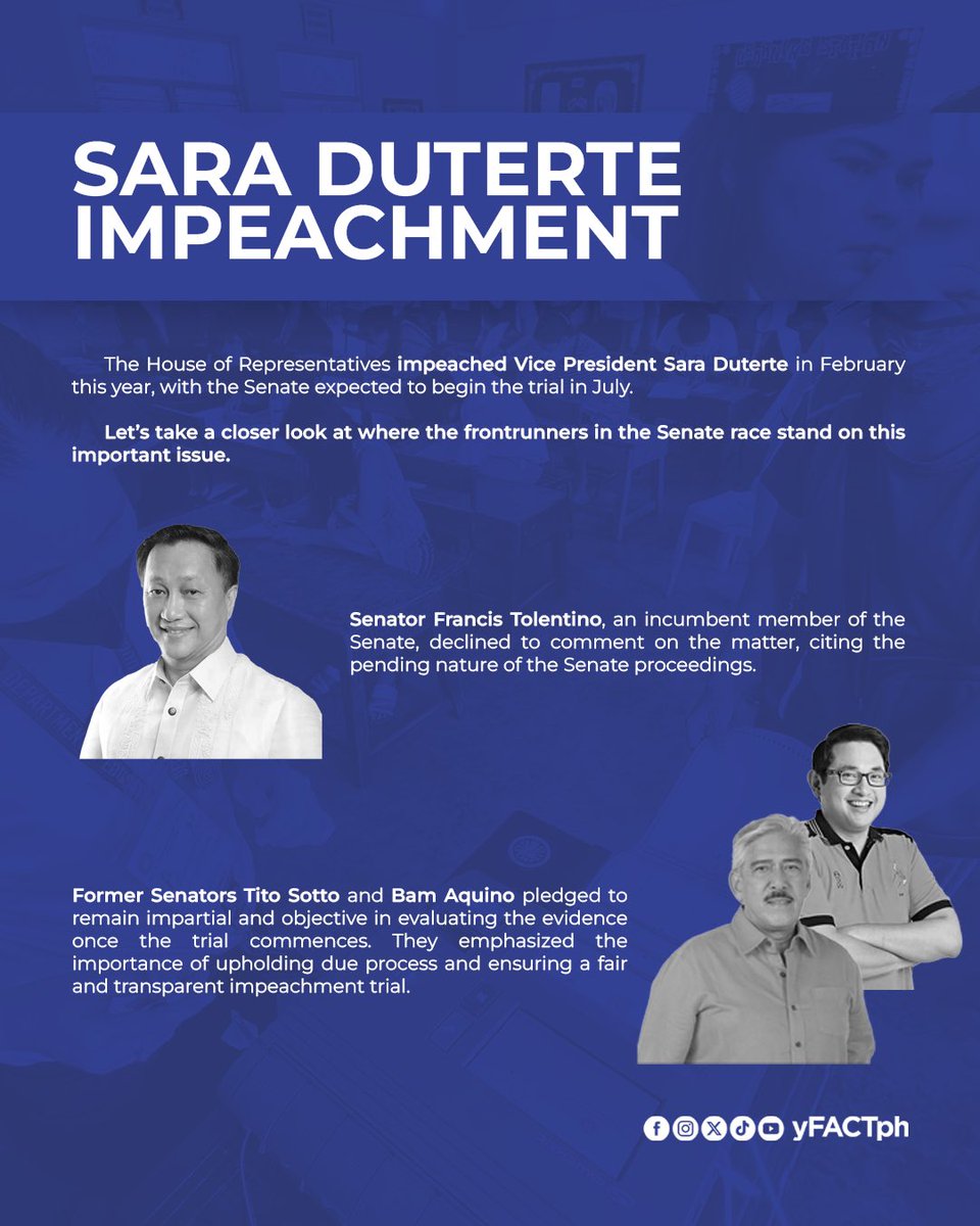 yFACTph's tweet photo. Here are the senatorial candidates’ positions on Anti-Political Dynasty Bill, Sara Duterte Impeachment and ICC Arrest of Rodrigo Duterte.

#BotoMoBukasNatin #Halalan2025 #PHVote #Eleksyon2025 https://t.co/lpqmhstApI