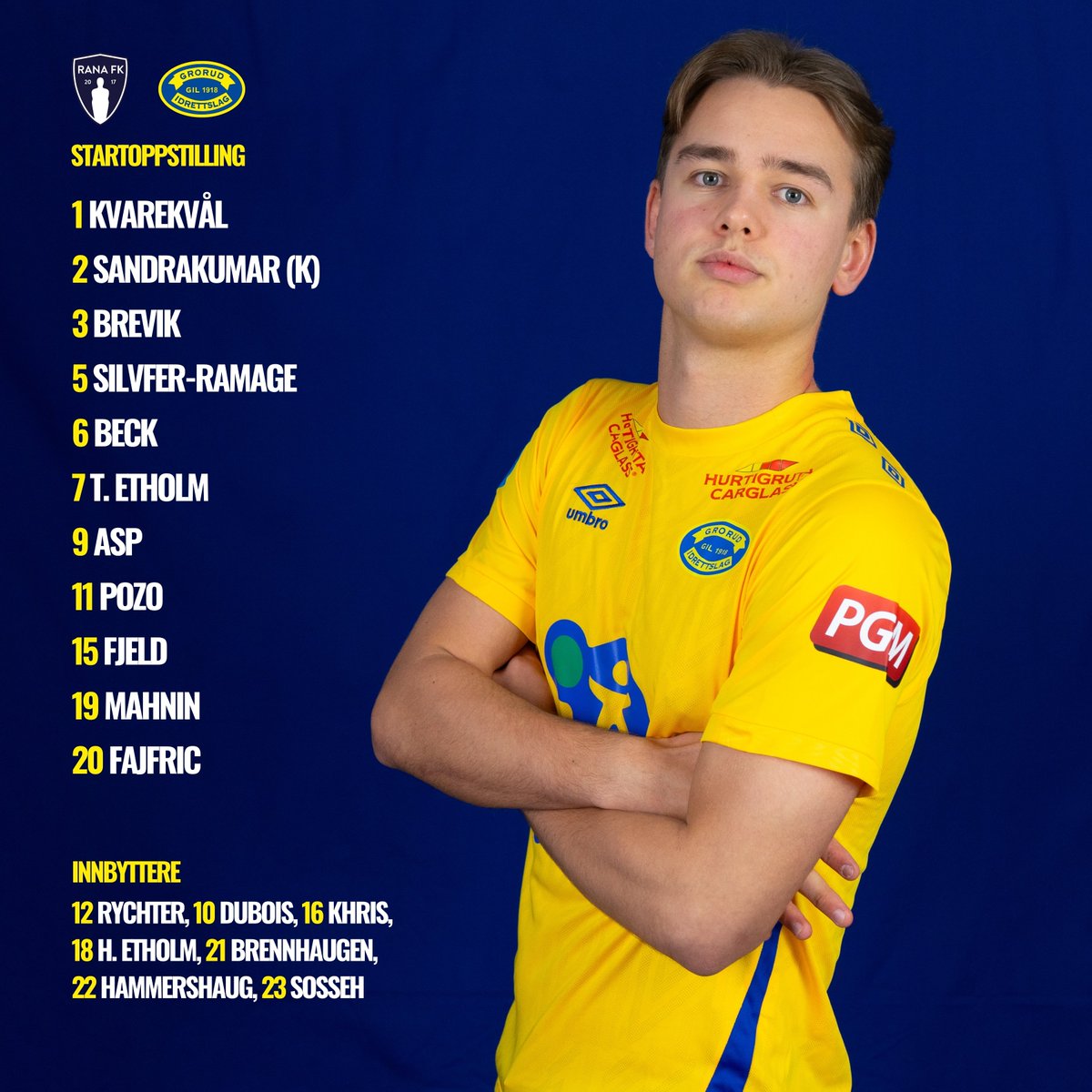 Her er Alreks utvalgte til dagens kamp mot Rana! 💛💙

Kampen ser du på Direktesport fra 13:55! 🎥📺